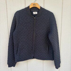Marine Layer Corbet Quilted Bomber Jacket Women's Large Grey Full Zip Equestrian